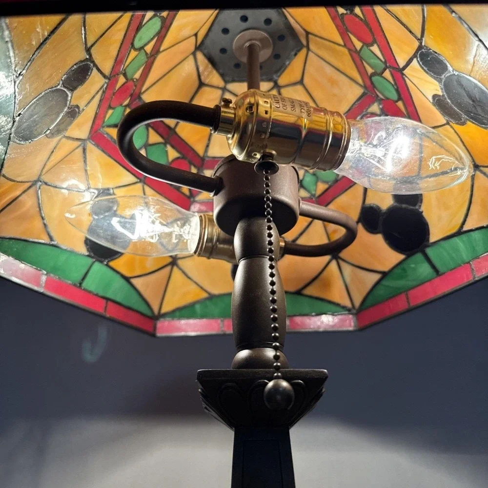 VTG Rare Disney Mickey Mouse Tiffany Style Table Lamp Stained Glass Ltd Ed 24